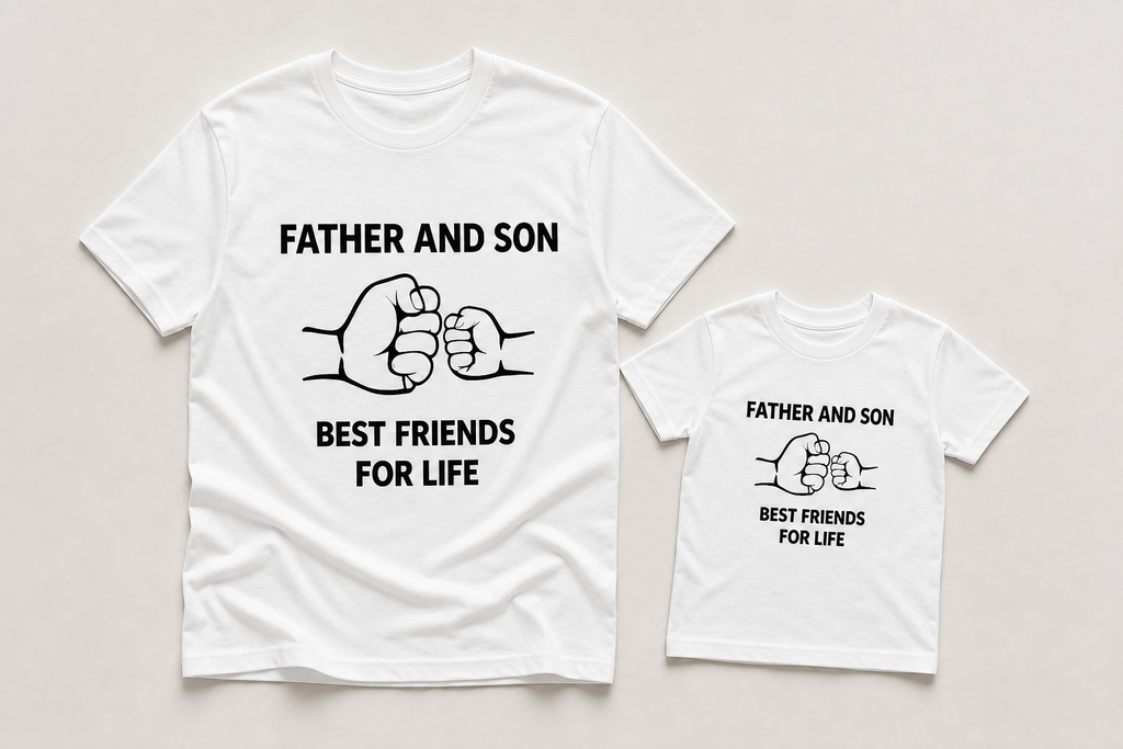 Matching Shirt Set Best Friends For Life Vater und Sohn — Premium Mockup