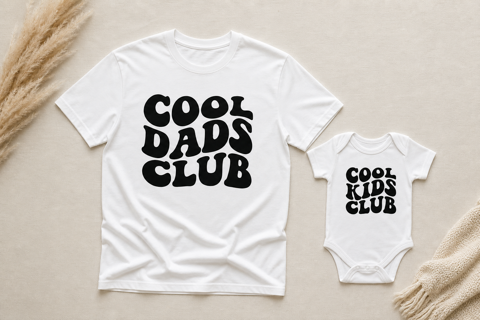 Matching Shirt Set Dads Club Kids Club Vater und Sohn — Premium Mockup