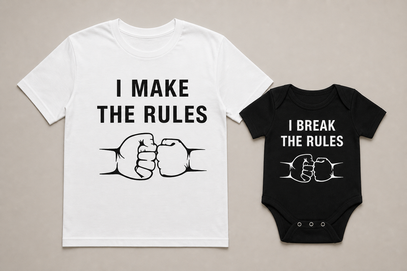 Matching Shirt Set Rule Maker Rule Breaker Vater und Sohn — Product Hero