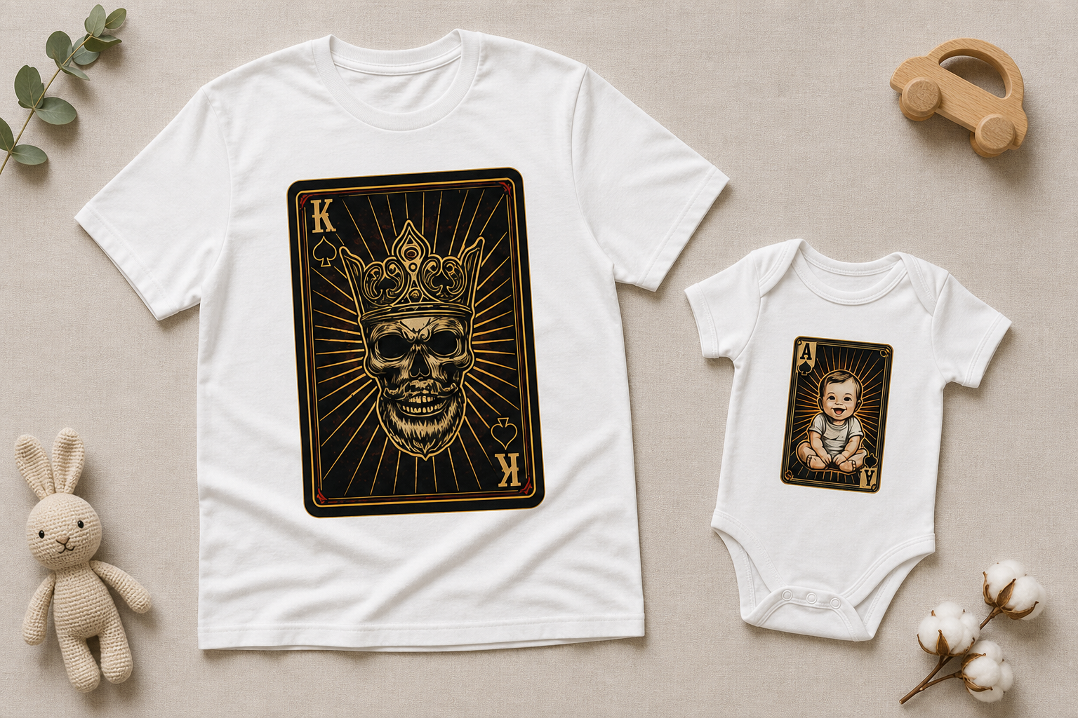 Matching Shirt Set The King The Prince Vater und Sohn — Premium Mockup