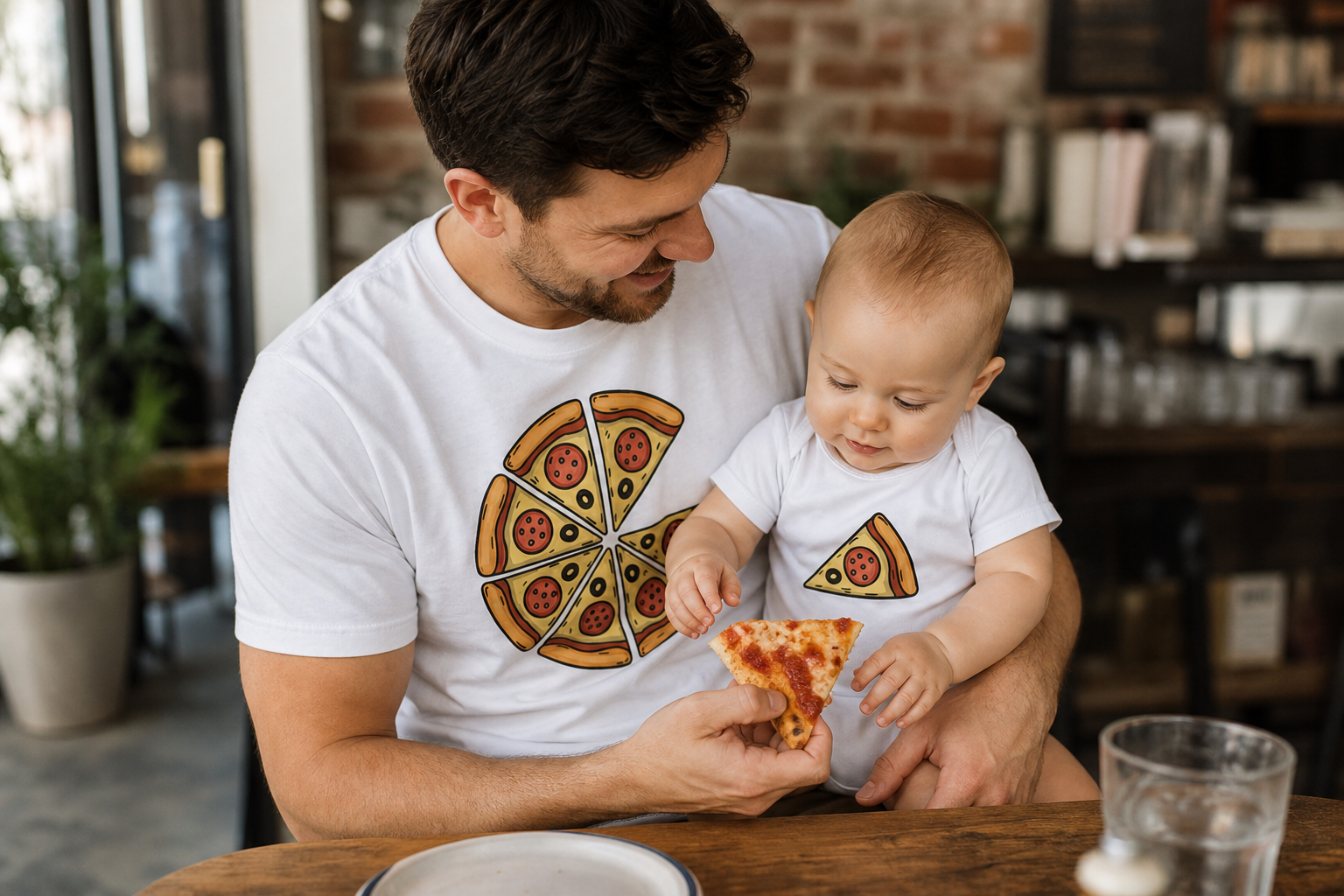 Matching Shirt Set Pizzaslice Vater und Kind — Authentic Moment