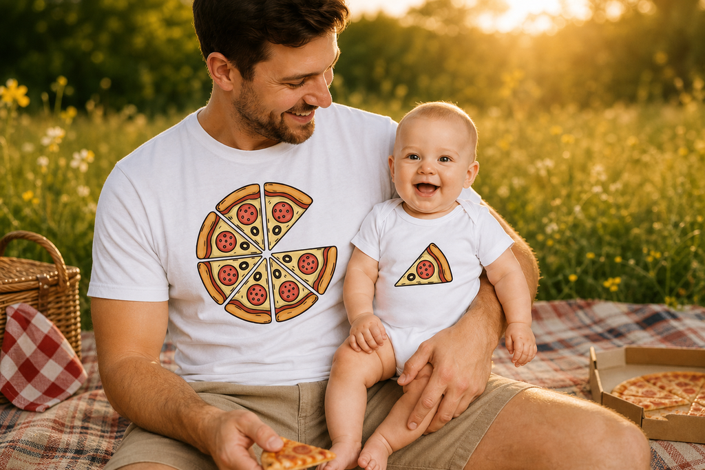 Matching Shirt Set Pizzaslice Vater und Kind — Lifestyle Story