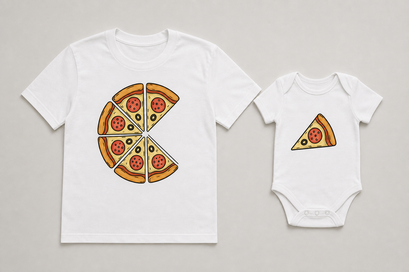 Matching Shirt Set Pizzaslice Vater und Kind — Product Hero